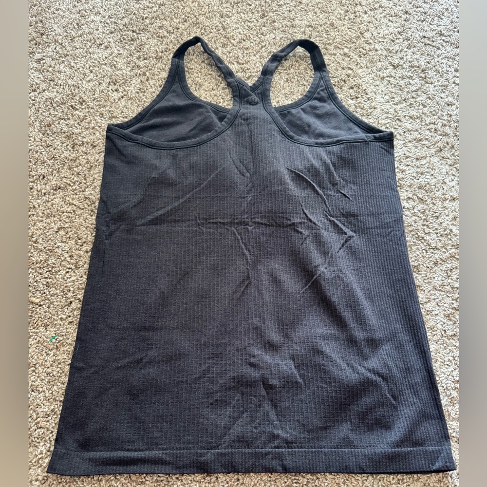 Lululemon ebb to street tank top heathered gry/ black